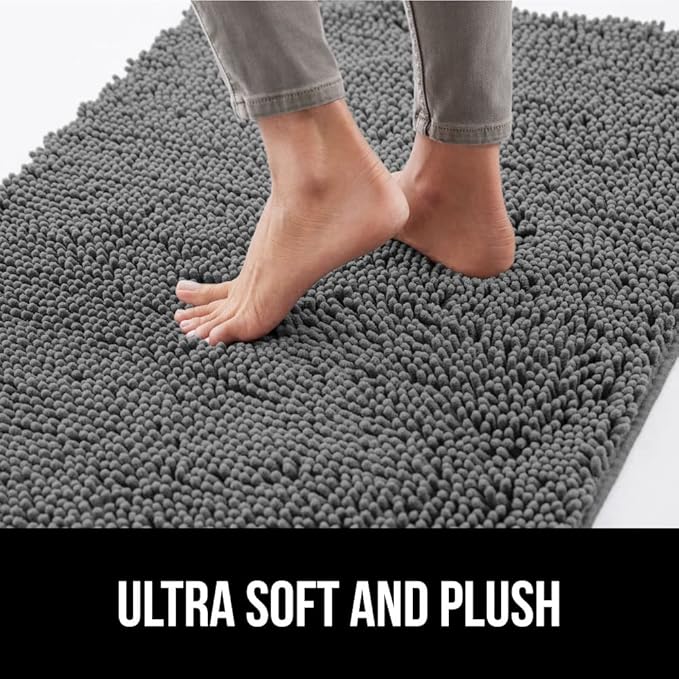 GORILLA GRIP SoakSTOPPER Dog Door Mat, 60x36 Machine Washable Rug Absorbent Doormat Captures Moisture Mud Dirt, Quick Dry Soft Chenille Entryway Rugs Indoor Entrance Mats for Dog Paws, Grey