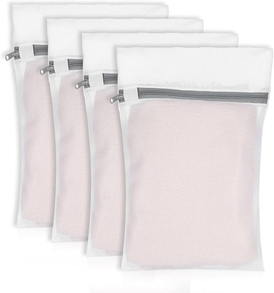 4Pcs Mesh Laundry Bags for Delicates, Mini Durable Lingerie Bags for Washing Delicates Machine for Underwear, Socks, Baby Clothes, Travel Organiser, Dirty Garment