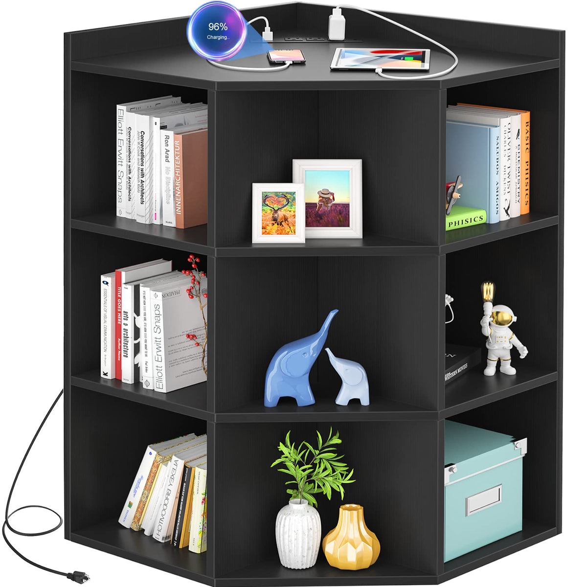 Aheaplus Corner Cabinet, Corner Storage with USB Ports - Image 1