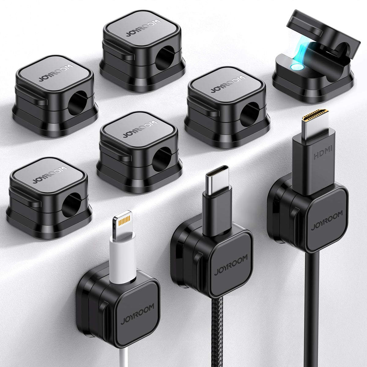 JOYROOM 9 Pack Magnetic Cable Clips Cord Organizer Adhesive Wire - Image 1