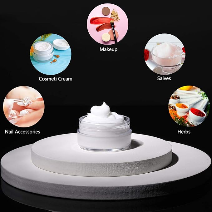 100 Count Mini Makeup Sample Containers with Lids 10g Plastic Cosmetic Containers Refillable Traveling Jars for Skin Care Products - White