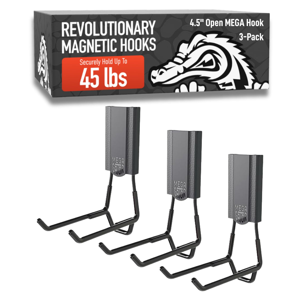 GATOR MAGNETICS MEGA 4.5 in Open Hooks, 45 lb Magnetic Hooks – 3 - Image 1