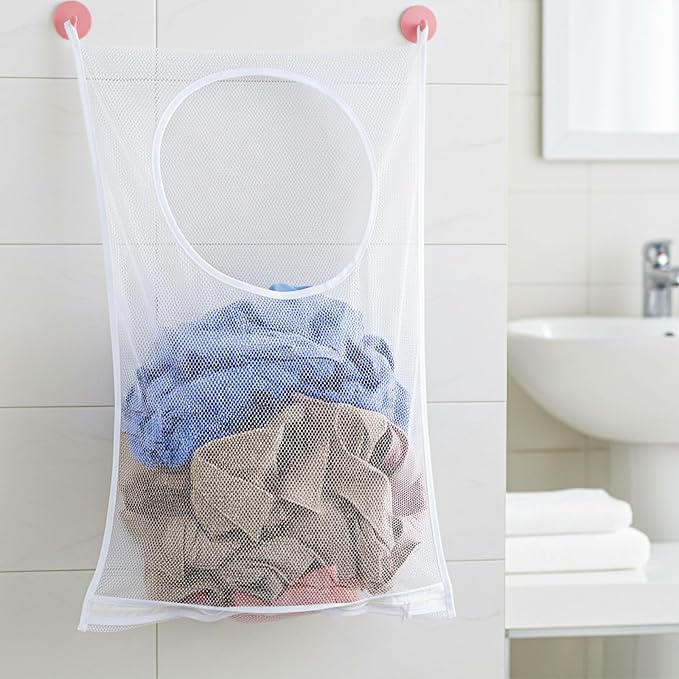 Hanging Laundry Hamper Bag, Breathable Mesh Laundry Hamper over the Door Laundries Hampers Large Foldable Portable Laundries Bag for Dirty Clothes Organization and Storage (30 X 20 Inch)