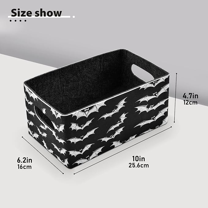Kcldeci Halloween Bats Storage Bins Baskets for Organizing, Sturdy Storage Basket Foldable Storage Baskets for Shelves Closet Nursery Toy