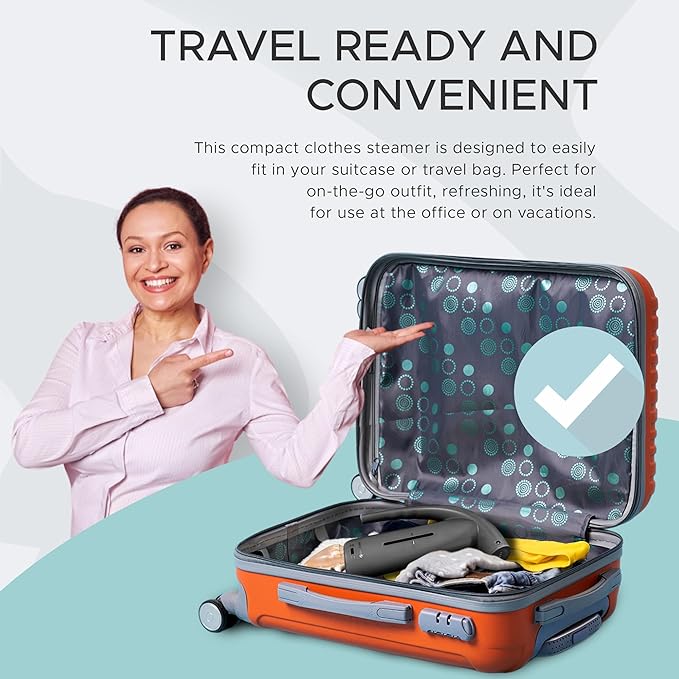 Steam & Go Portable Clothes Steamer - Compact Handheld for Shirts & Garments | Powerful Quick-Heating Corded Dual Voltage Travel Friendly - Black