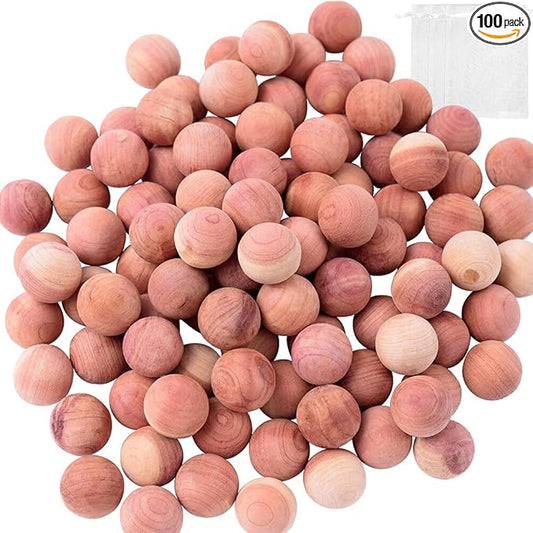 Cedar Balls for Clothes Storages, 100pc Red Cedar Balls for Closets and Drawers with 3 Satin Bags