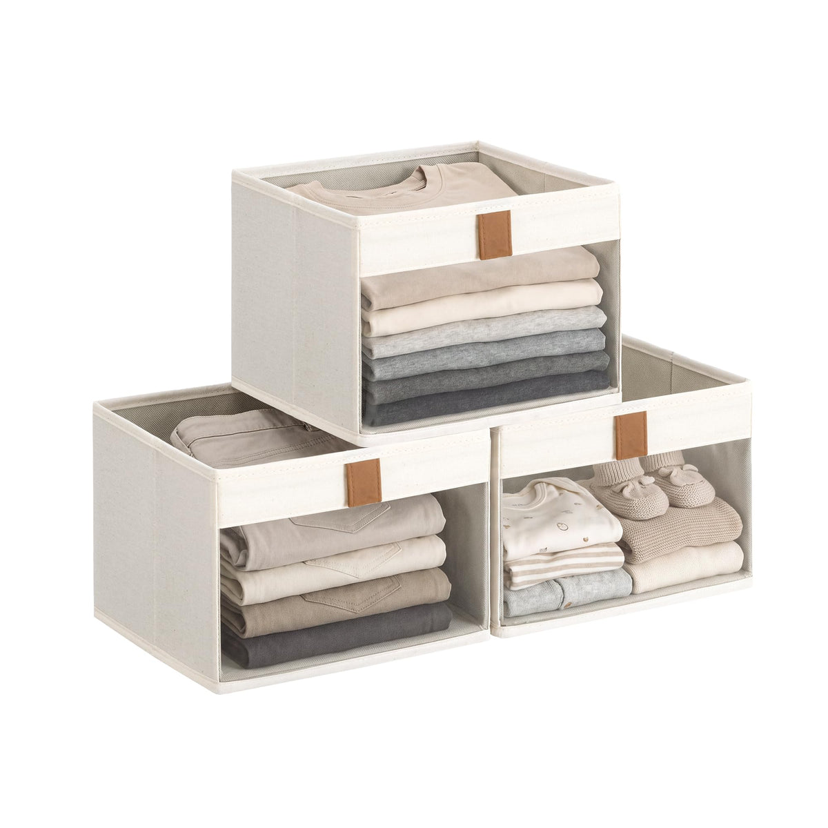 StorageWorks Closet Organizer Bin with Clear Window, Beige - Image 1