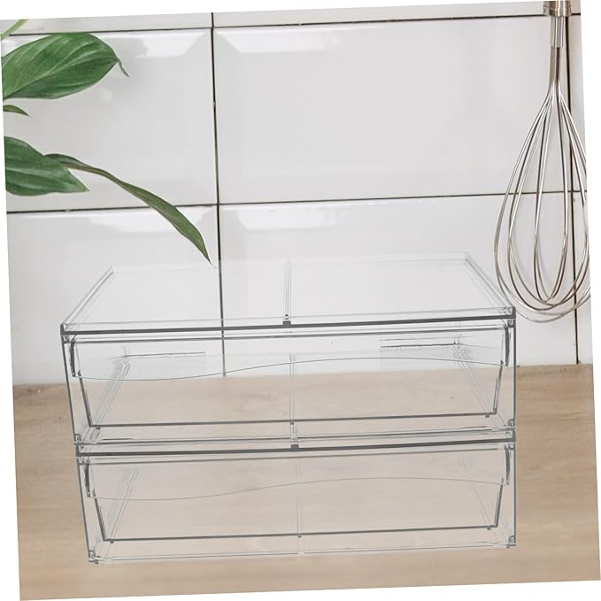 ABOOFAN 2Pcs Type Desk Organizer with Stackable Design Acrylic Makeup Storage Box for Efficient Desktop Bathroom Organization for Cosmetics and Accessories