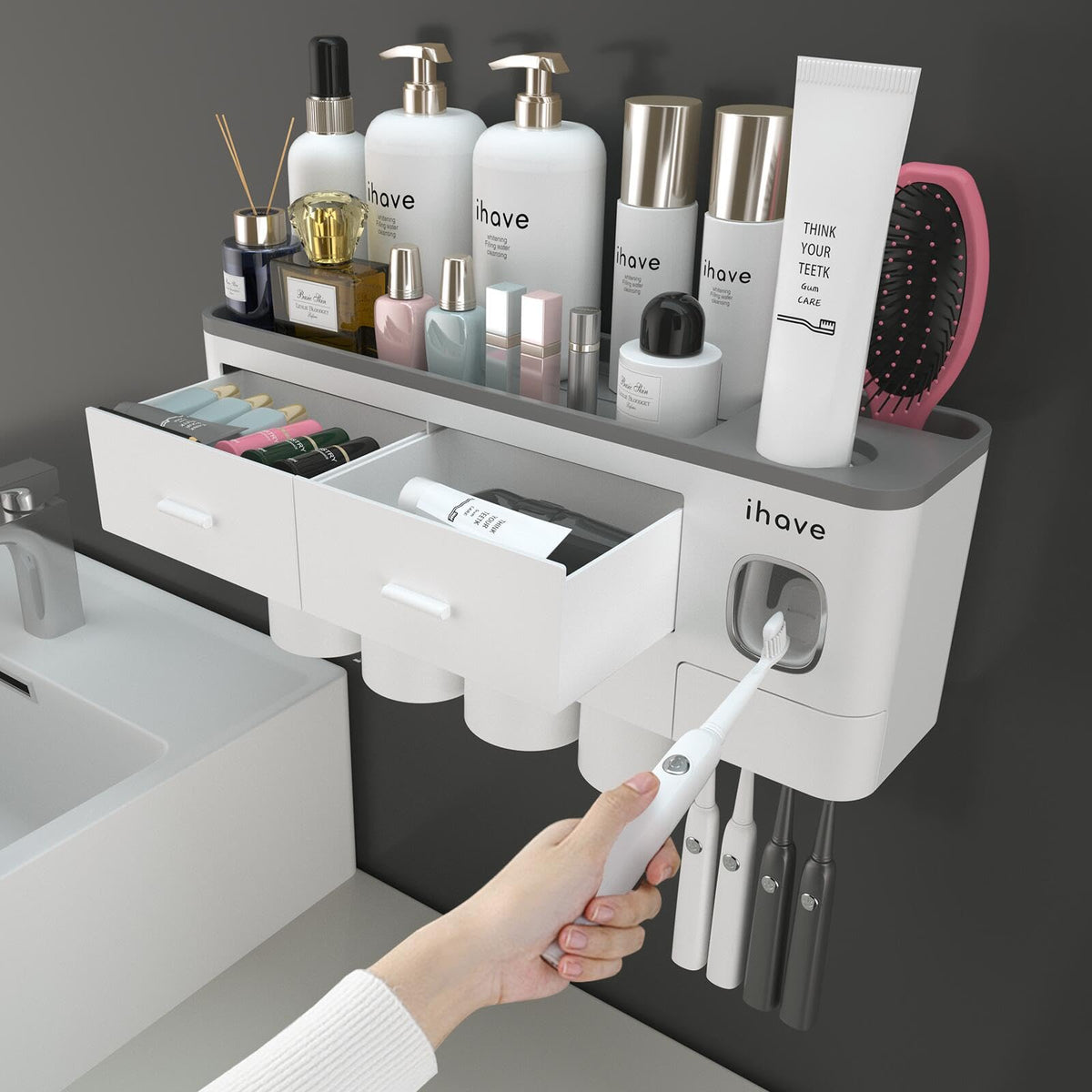iHave Toothbrush Holders Wall Mounted with Toothpast | All Products - Image 1