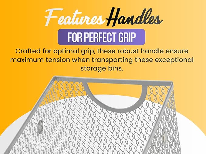YBM Home Kitchen Pantry Organizer Mesh Wire Storage Basket for Shelves,and Cabinets, Multipurpose Steel Wire Basket for Organizing Office, Household, and Laundry, 13.25 x 8.5 x 6.5 in, Pack of 2