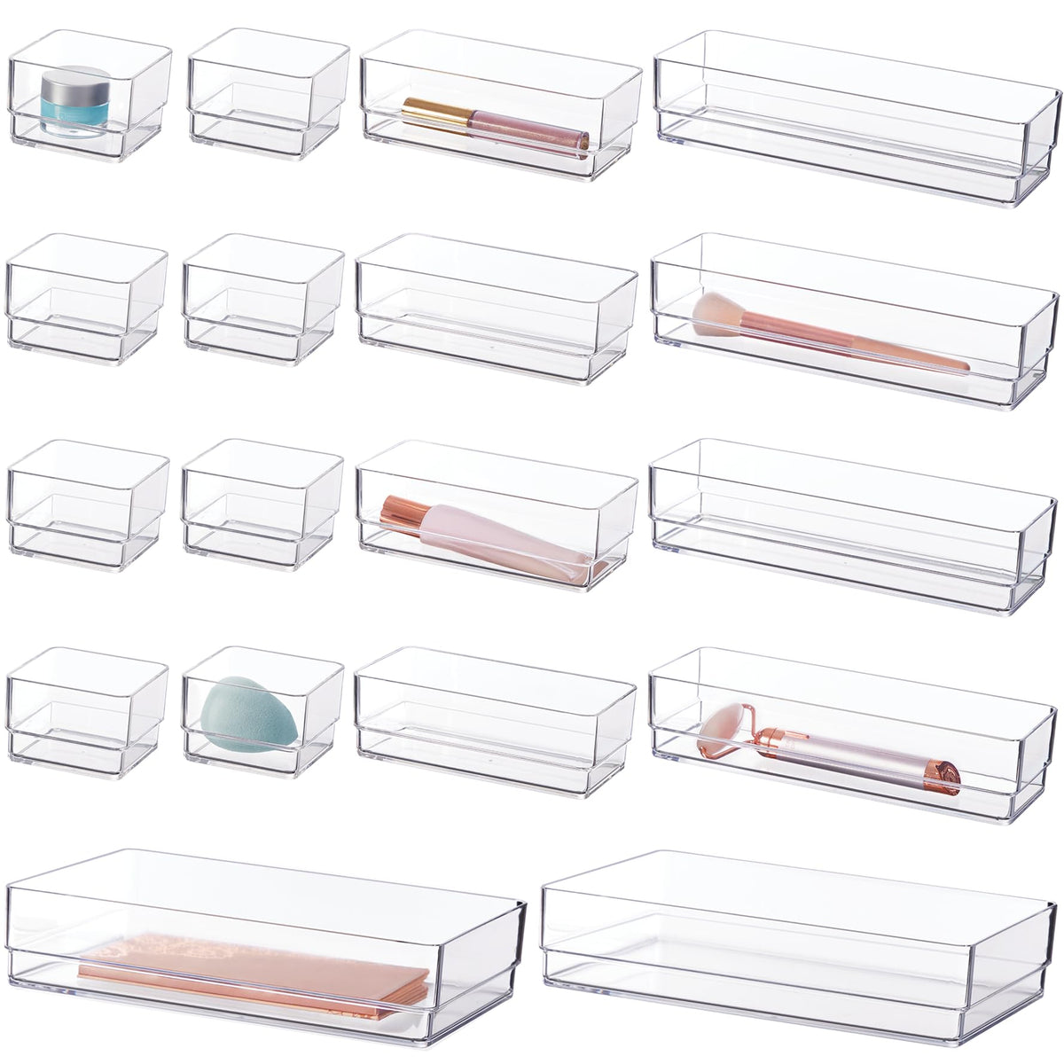 STORi SimpleSort 18-Piece Stackable Clear Drawer Organizer Set | - Image 1