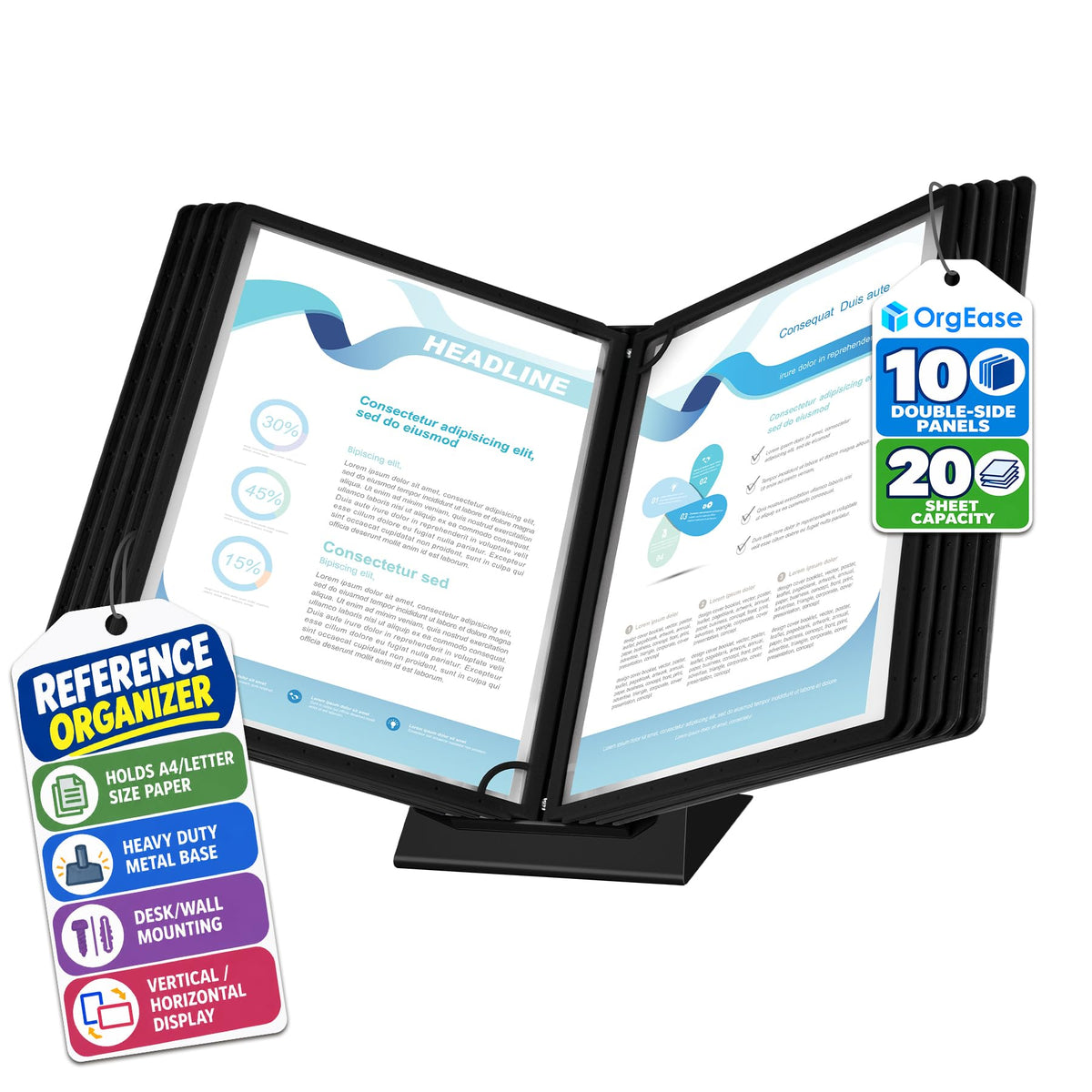 10-Pocket Desk Reference Organizer with Sturdy Metal | All Products - Image 1