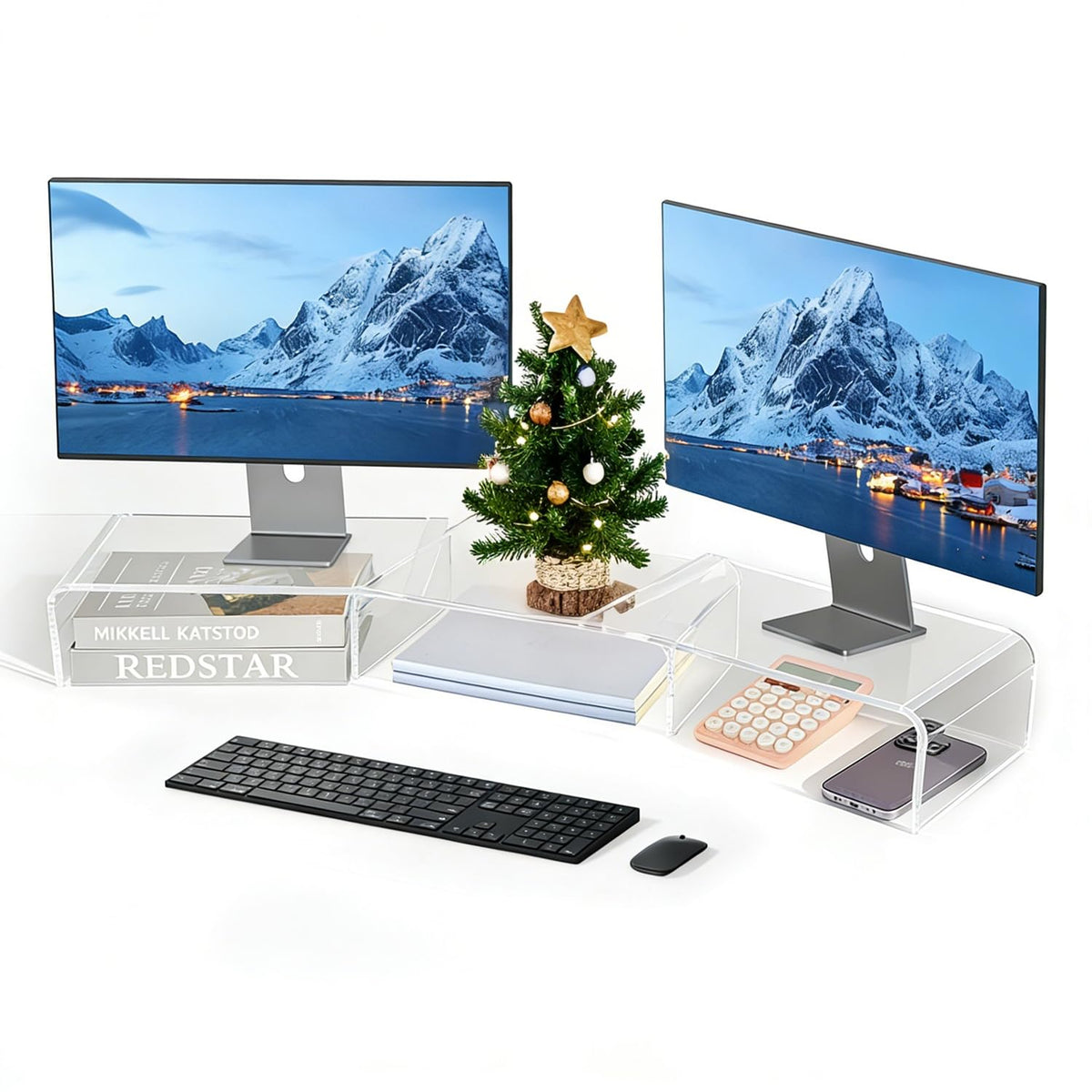 LEKETREE Acrylic Monitor Stand, Clear Monitor Stand for Desk - Image 1