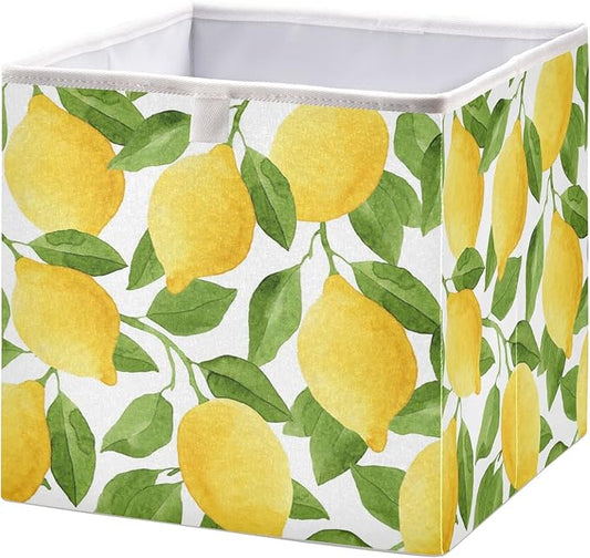 Bolaz Yellow Lemon Closet Organizers Storage Cubes Storage Bins Shelf Baskets Containers for Home Kids Room Toys Office,Square