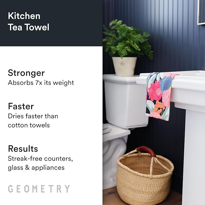 GEOMETRY Kitchen Tea Towels - Quick Dry Microfiber Dish Towels for Kitchen My Garden, 18" x 30" 1 Pack