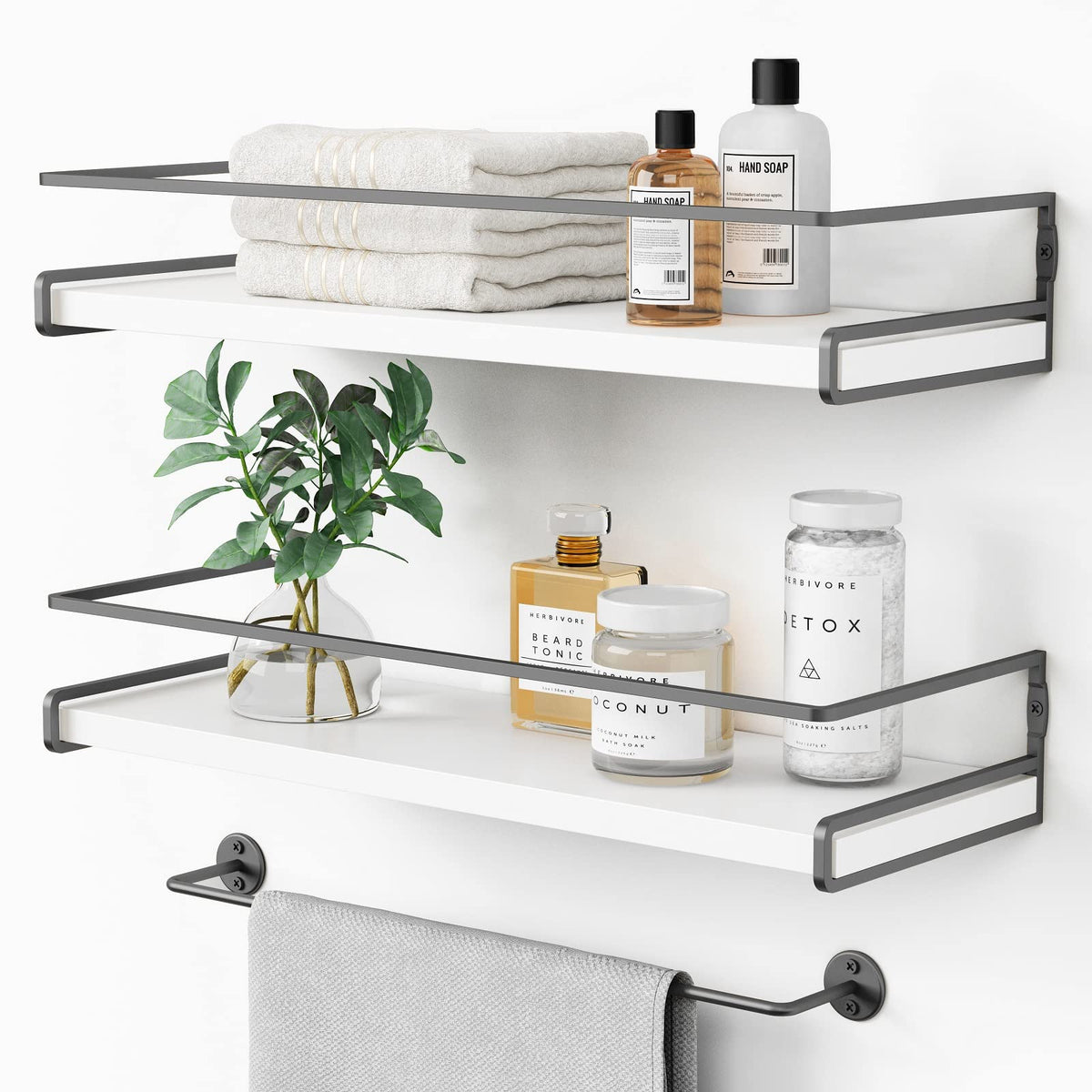 Forbena White Floating Shelves for Bathroom Organizer Over - Image 1