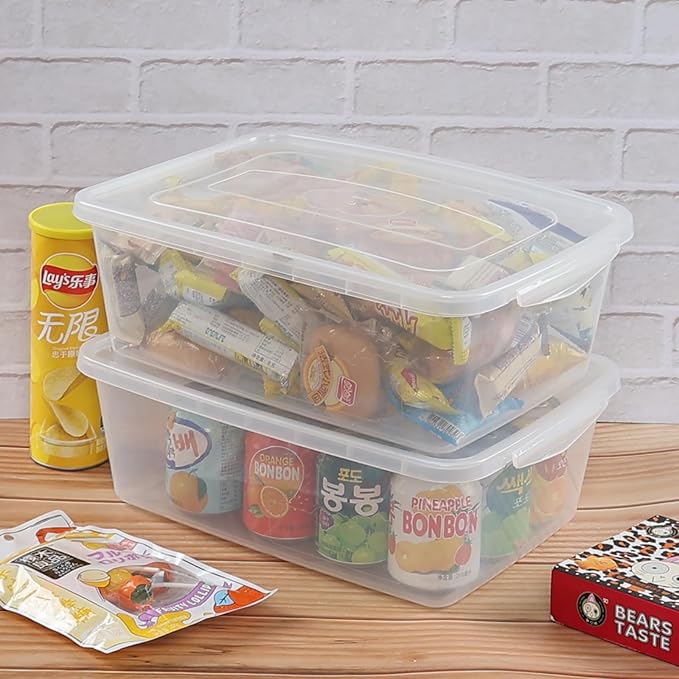 14 Quart Clear Latching Box, Plastic Storage Container Bins with Lids Set of 4