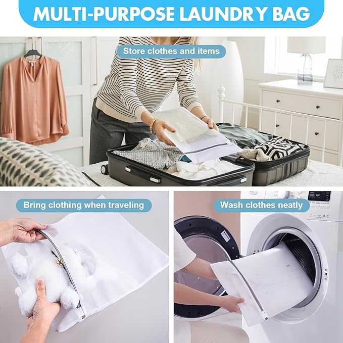 Fine Mesh Laundry Bags with Zipper-Multi Size Mesh Bags For Laundry, Reusable Organizer Lingerie Bags (4, M+L)