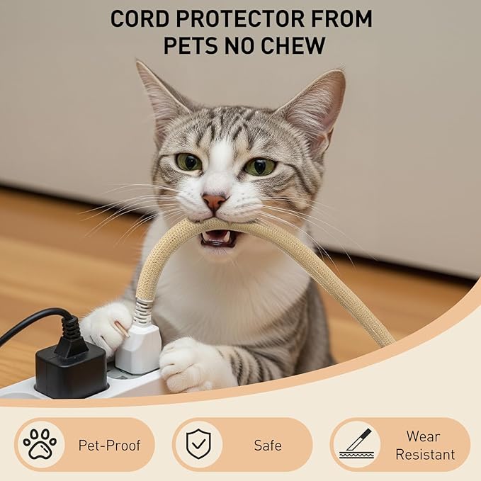 AGPTEK Cable Sleeve, 2 Pack 5ft - 1.2 Inch Cable Management, Desk Cord Cover Organizer Wire Hider for Office Computer TV Wire Loom Tubing, Pet Proof Cord Protector from Cat Dog Chewing, Wood Color
