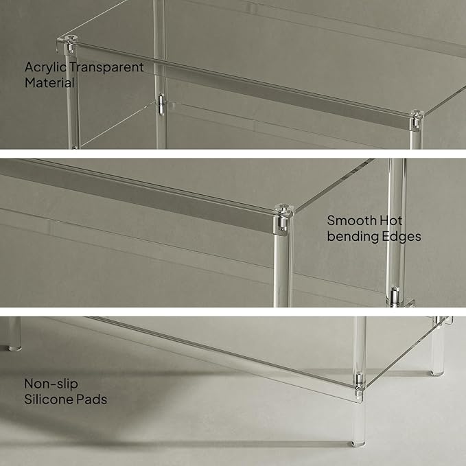 Aquiver 4-Tier Acrylic Shoe Rack - Shoe Rack Organizer - Modern Shoe Storage Shelf, Holds 12-16 Pairs of Shoes for Entryway, Closet - 25.6'' L x 11.8'' W x 28.3'' H, Clear, Easy Assembly & Clean