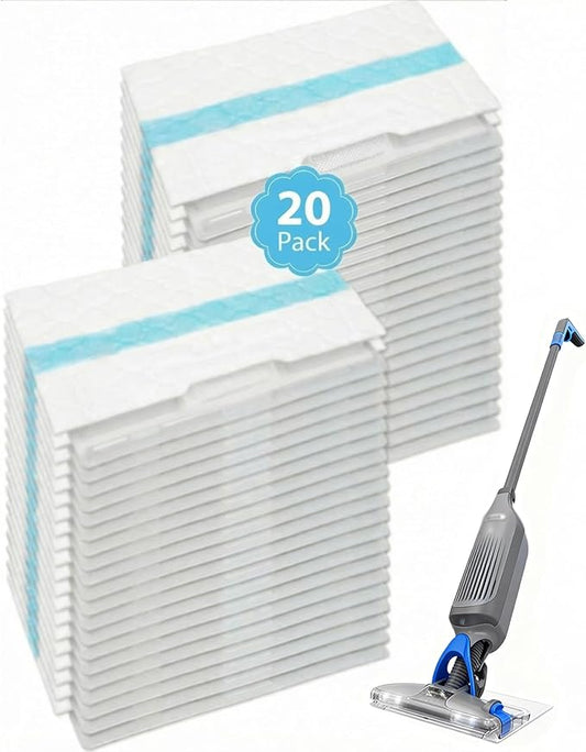 20PC Disposable Mopping Pad Refills for Shark VACMOP - Premium Hard Floor Cleaning Pads Compatible with Shark Vacmop Pro VM252/VM251/VM250/VM200/VC205/QM250/VM190/VM200P12/VMP30 Models