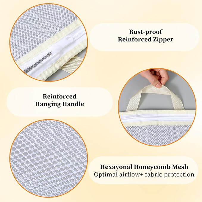 2PCS Mesh Laundry Bags for Washing Machine, Mesh Bag for Laundry Delicates Bag Large Laundry Bag 19x19 Inch Durable Laundry Wash Bag Gentle Wash Protection with Zipper Closure
