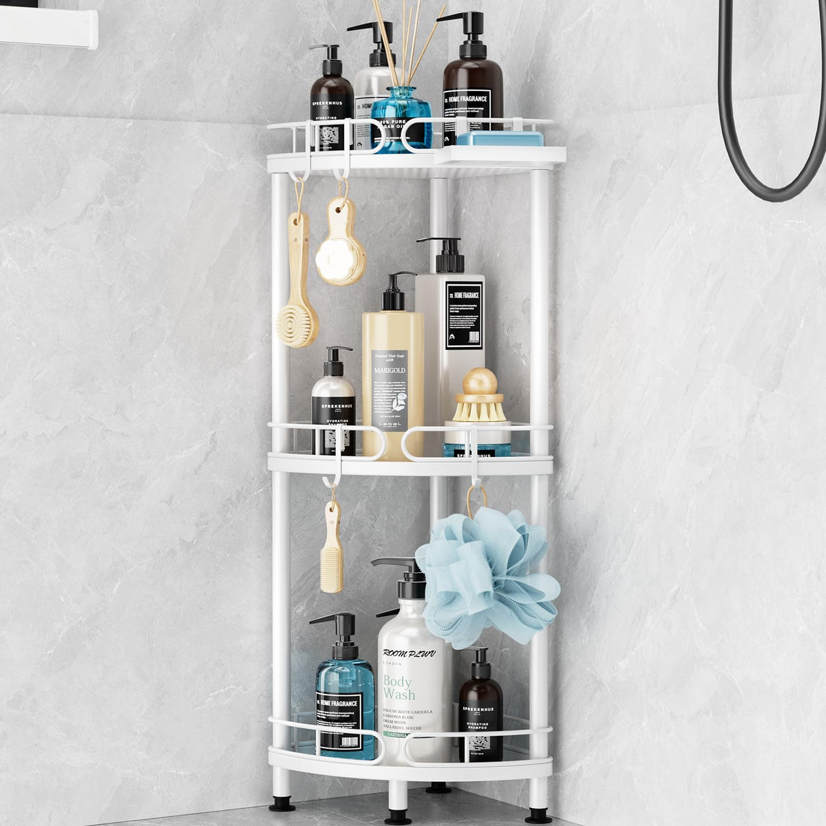 SWTYMIKI Corner Shower Caddy Standing - 3 Tier Stainless Steel - Image 1