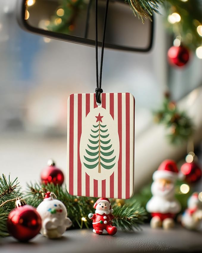 Christmas Berry Car Air Freshener 4 Pcs, Preppy Red and Green Christmas Xmas Tree Hohoho Hanging Air Freshener for Cars Closet Drawer Books, Cute Girly Car Accessories Mirror Decor for Women