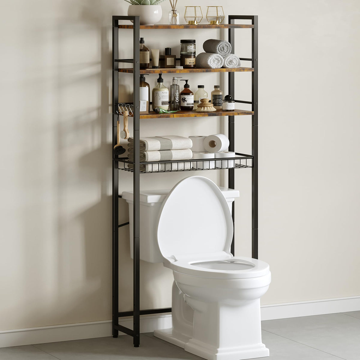 Over The Toilet Storage Shelf, 4-Tier Bathroom Organizer - Image 1