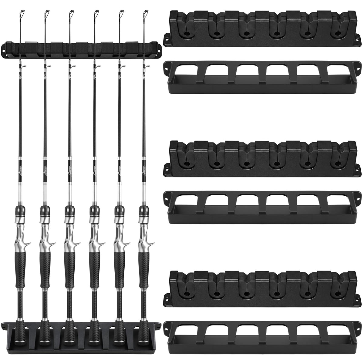 3 Set Fishing Rod Holders for 18 Fish Pole Racks for Garage - Image 1