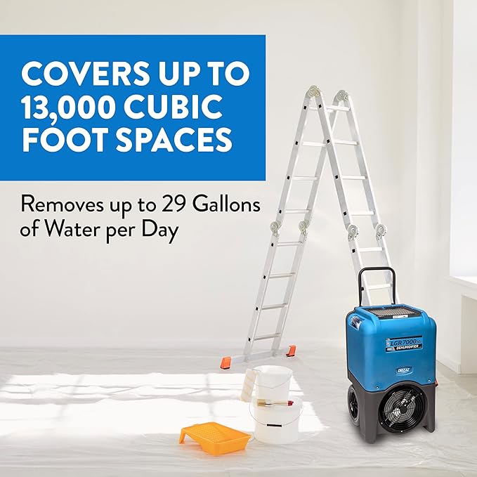 Dri-Eaz LGR 7000XLi Commercial Dehumidifier with Pump F412, 29 Gal, Sleep Mode, Industrial Dehumidifier, Blue