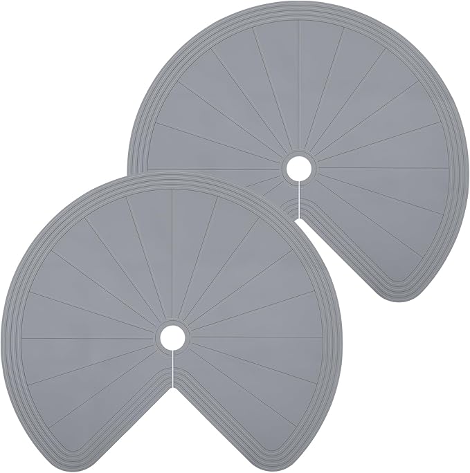 2 Pack 26 Inch Lazy Susan Shelf Liner Silicone Shelf Liner Non Adhesive Circle Kitchen Liners Non Slip Cabinet Liners for Drawer Refrigerator Cupboard Cabinet Organizers(Gray)