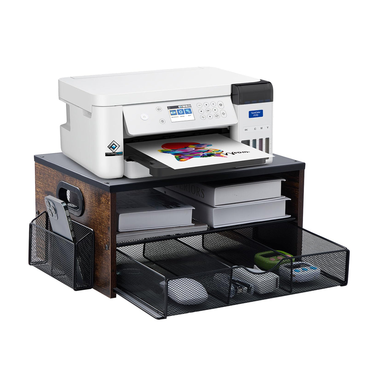 Printer Stand,Desktop Printer Stand with 2-Tier Storage Shelves - Image 1