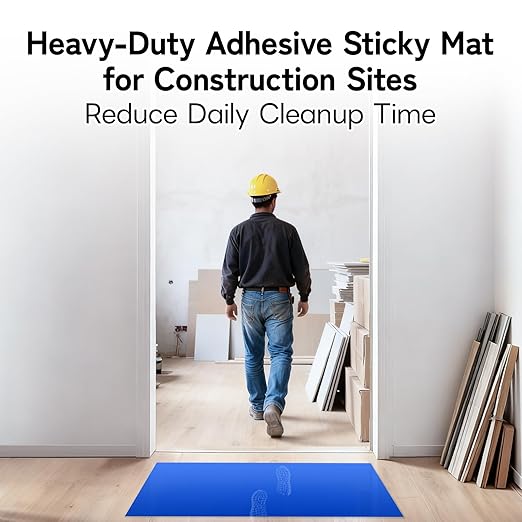 Adhesive Mat Tacky Pads 24" x 36", (Case of 4 Packs, 30 Sheets/Packs, 120 Sheets Total) Blue Cleanroom Floor Sticky Mats Capture Dirt for Laboratory, Construction, Hospital, Shoes, Pet, Gym