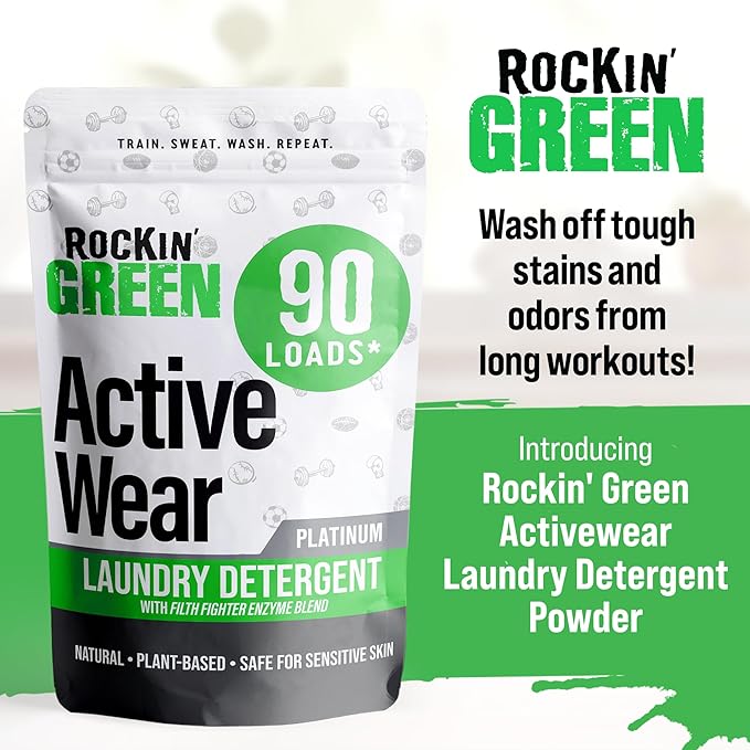 Rockin' Green Activewear 90 Loads Bundle With Hard Rock Unscented 90 Loads | All-Natural and Eco-Friendly | Non-Toxic and Safe for Sensitive Skin | Vegan and Biodegradable