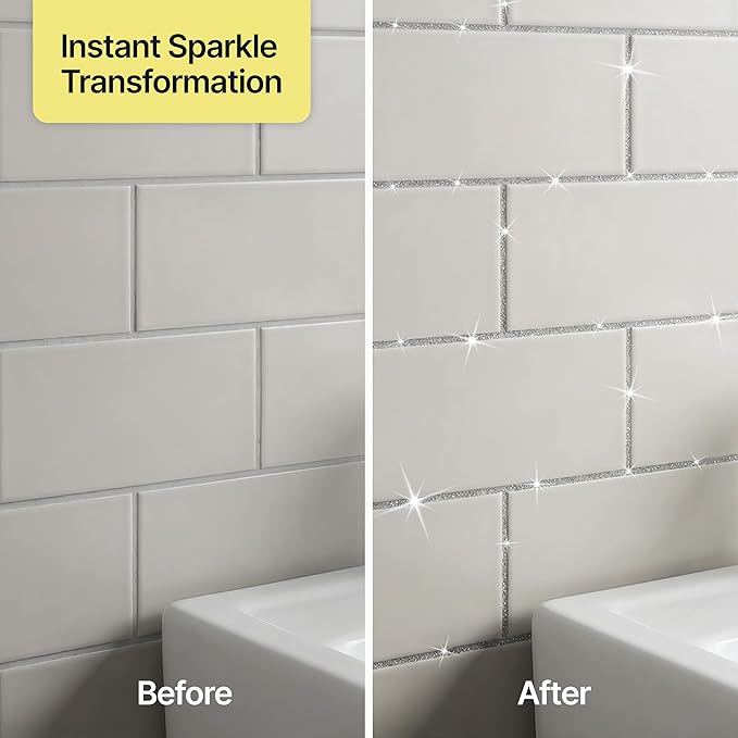 Hemway Gold Silver Glitter Grout Additive 100g Metallic Flakes for Adding Sparkle to Kitchen & Bathroom Tiles | Enhance Your Indoor Grouting Projects with a Durable Sparkly Effect