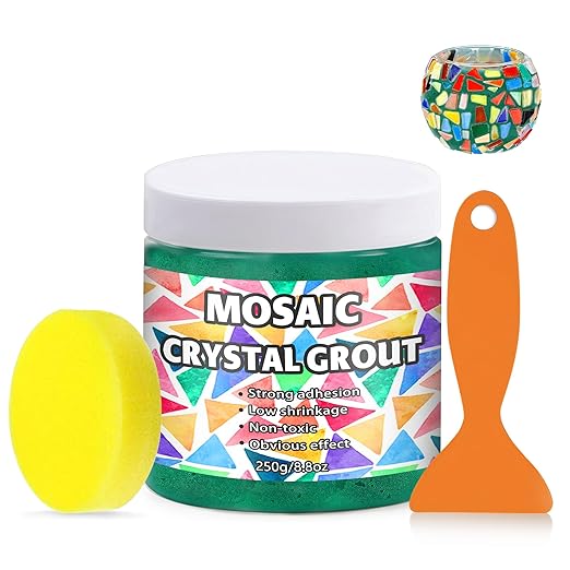 Mosaic Crystal Grout, Mosaics Tile Tools, Mosaic Tile Accessories – Essential for Handmade Grouting and Perfect for DIY Craft Projects (Green, 8.8oz)