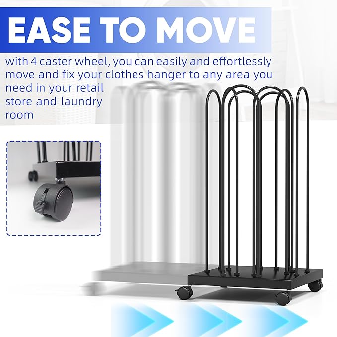 AIWFL 4 Side Storage Hanger Stacker Cart, Hanger Organizer Stacker with 4 Wheels, Clothes Hangers Storage Rack, 4 in 1 Rack Stand for Laundry Room, Shopping Mall, Specialty Store