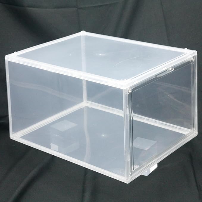 Size 12 Clear Shoe Boxes with Acrylic Magnetic Front Door Plastic Stackable Shoe Organier for Sneaker & Boots Collection, Space-Saving Shoe Storage for Closet Entryway, Bedroom