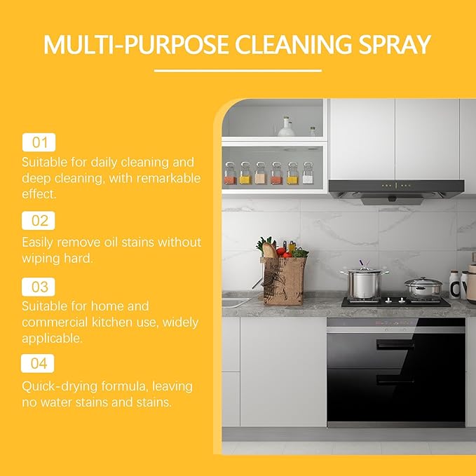 Heavy Duty Degreaser Cleaner Spray, 16.67 Fl Oz Kitchen Heavy Oil Clean, Greasy Kitchen Cabinet Cleaner, Multipurpose Clean Spray for Countertops, Appliances (1pcs)