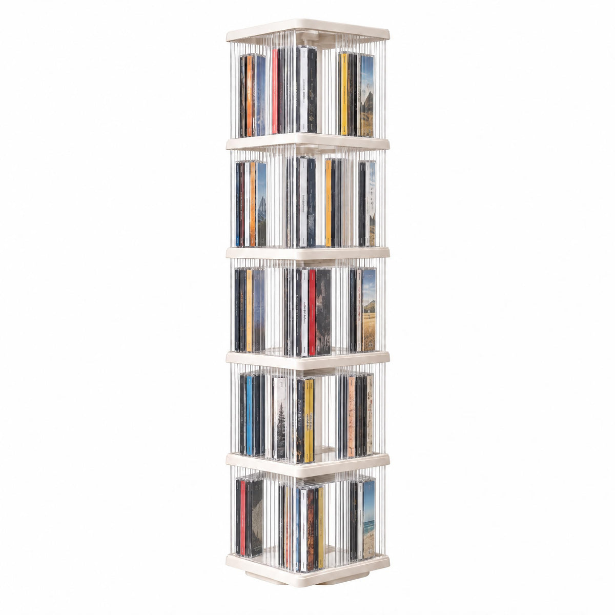 Heavy Duty 5-Tier Rotating Media Tower Rack for CDs DVDs Books - Image 1