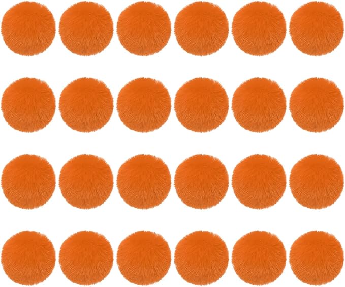 PATIKIL Faux Fur Pom Poms for Hats, 24 Pcs Fluffy Soft Fur Poms Balls with Elastic Loop for Keychain Knitting Hats DIY Scarves Gloves Bag Christmas, Orange