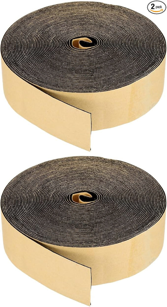 PATIKIL Foam Insulation Tape, 2Pcs 1-1/2" W x 1/16" t x 32.8FT Self Adhesive Weather Stripping Door Seal Strip for Door Window Air Conditioning, Black