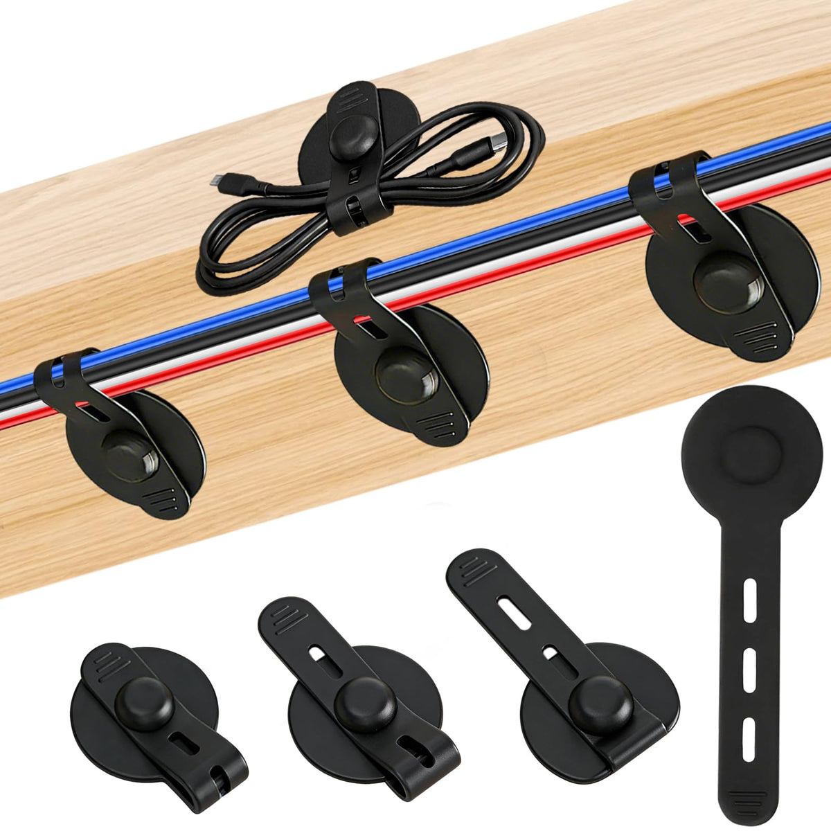 12Pcs Silicone Cable Straps, Self Adhesive Cable Man | All Products - Image 1