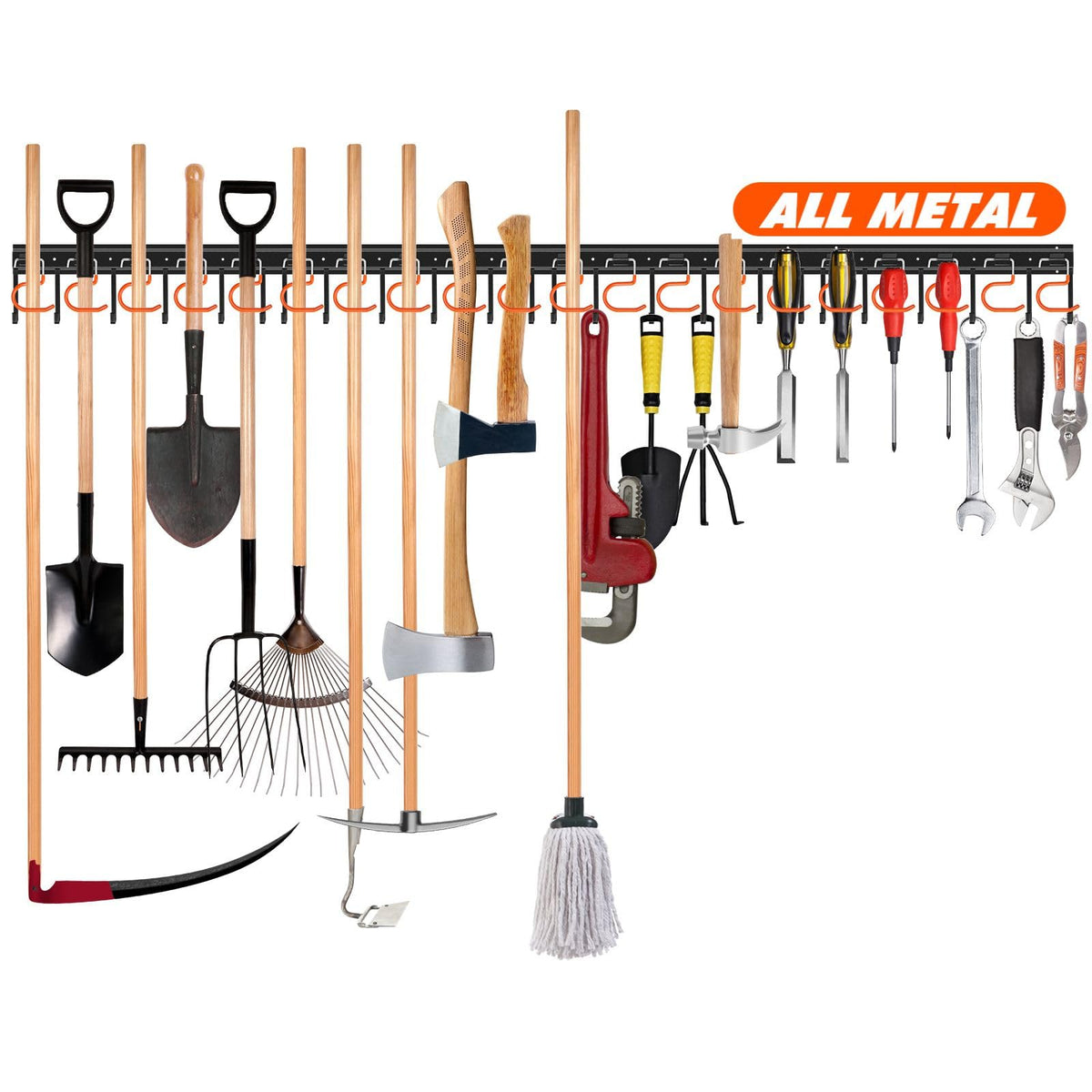 TVKB 68'' All Metal Garden Tool Organizer Adjustable Garage Tool - Image 1