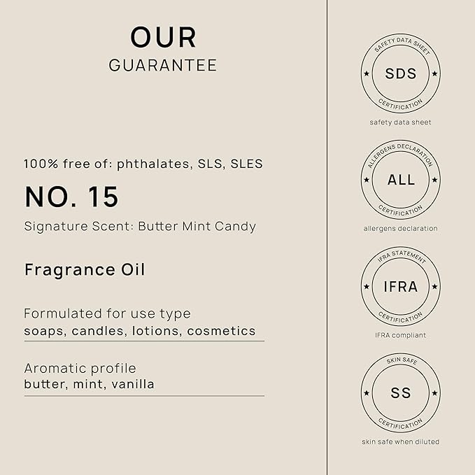 VINEVIDA [16oz] Butter Mint Candy Fragrance Oil for Candle Making - Made in USA Scents for Candles and Soap Making - Natural Fragrance Oil