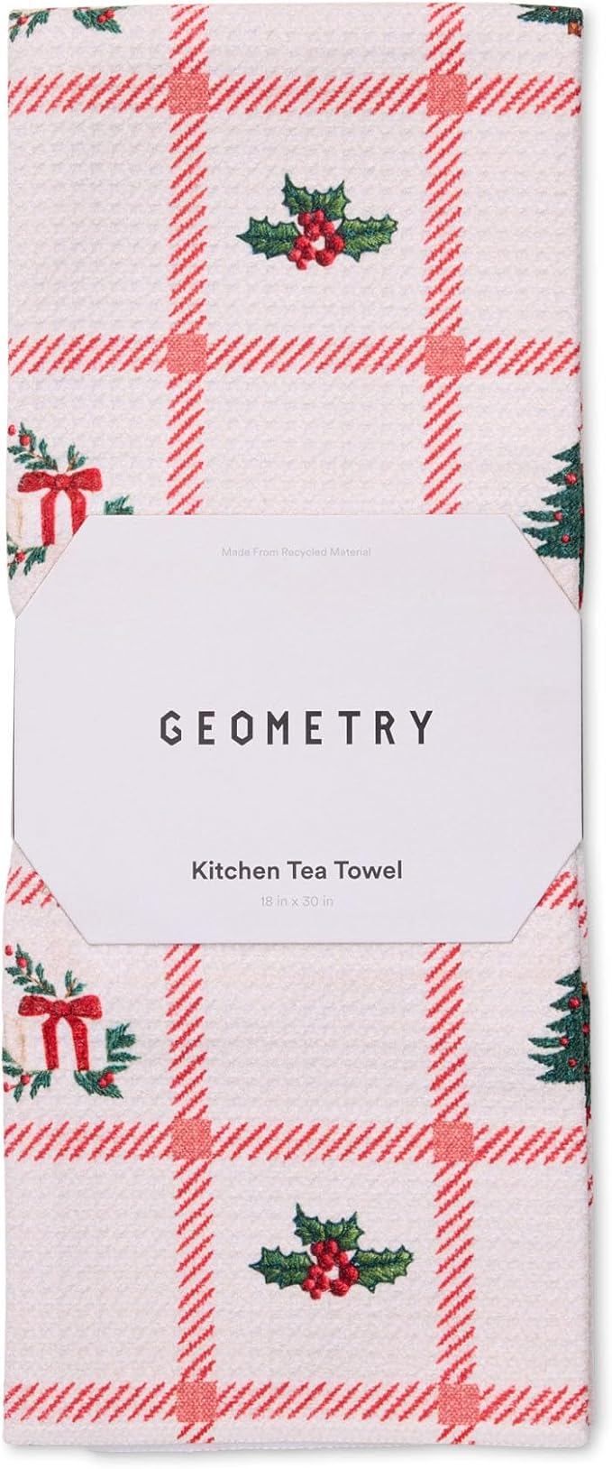 GEOMETRY Christmas Kitchen Towels - Quick Dry Microfiber Cloth Dish Towels for Kitchen Drying - Premium Quick Dry Towel - Tidings