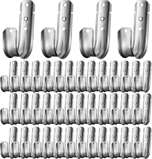 200 Pcs 2-Inch Cable Support, J Hooks Heavy Duty Galvanized Steel Cable Hook Wire Management J Hooks for Attaching Wall Mounting to Vertical Surfaces, Silver
