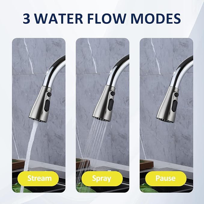 Kitchen Faucet Head Replacement Compatible with Moen 191004 – Durable ABS & Silicone Nozzle for Easy Installation and Limescale Prevention (Brushed Nickel)