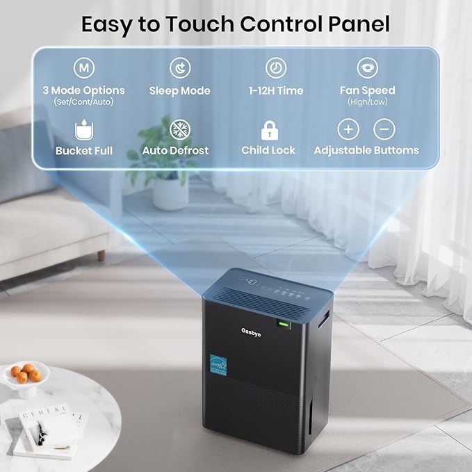 4500 Sq.Ft. 2025 Energy Star Dehumidifier for Basement with Drain Hose, Max 75 Pints/D Dehumidifier for Large Room, [43dB Quiet Compressor], Easy Drainage, Auto-restart, Black
